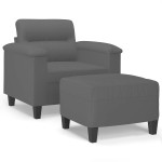 vidaXL Fotoliu canapea cu taburet, gri închis, 60 cm, microfibră