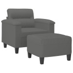 vidaXL Fotoliu canapea cu taburet, gri închis, 60 cm, microfibră