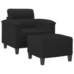 vidaXL Fotoliu canapea cu taburet, negru, 60 cm, microfibră