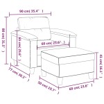 vidaXL Fotoliu canapea cu taburet, crem, 60 cm, microfibră