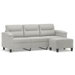 vidaXL Canapea cu 3 locuri și taburet, gri închis, 180 cm, microfibră vidaXL Canapea cu 3 locuri și taburet, gri închis, 180 cm, microfibră