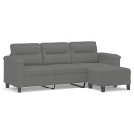 vidaXL Canapea cu 3 locuri și taburet, gri închis, 180 cm, microfibră vidaXL Canapea cu 3 locuri și taburet, gri închis, 180 cm, microfibră