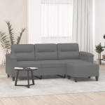 vidaXL Canapea cu 3 locuri și taburet, gri închis, 180 cm, microfibră vidaXL Canapea cu 3 locuri și taburet, gri închis, 180 cm, microfibră