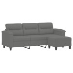 vidaXL Canapea cu 3 locuri și taburet, gri închis, 180 cm, microfibră vidaXL Canapea cu 3 locuri și taburet, gri închis, 180 cm, microfibră