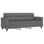 vidaXL Canapea cu 3 locuri și taburet, gri închis, 180 cm, microfibră vidaXL Canapea cu 3 locuri și taburet, gri închis, 180 cm, microfibră