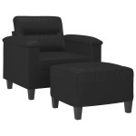 vidaXL Fotoliu canapea cu taburet, negru, 60 cm, piele ecologică