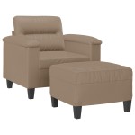 vidaXL Fotoliu canapea cu taburet, cappuccino, 60 cm, piele ecologică