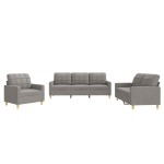 vidaXL Set de canapea cu perne, 3 piese, gri taupe, material textil