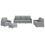 vidaXL Set de canapele cu perne, 4 piese, gri deschis, textil vidaXL Set de canapele cu perne, 4 piese, gri deschis, textil