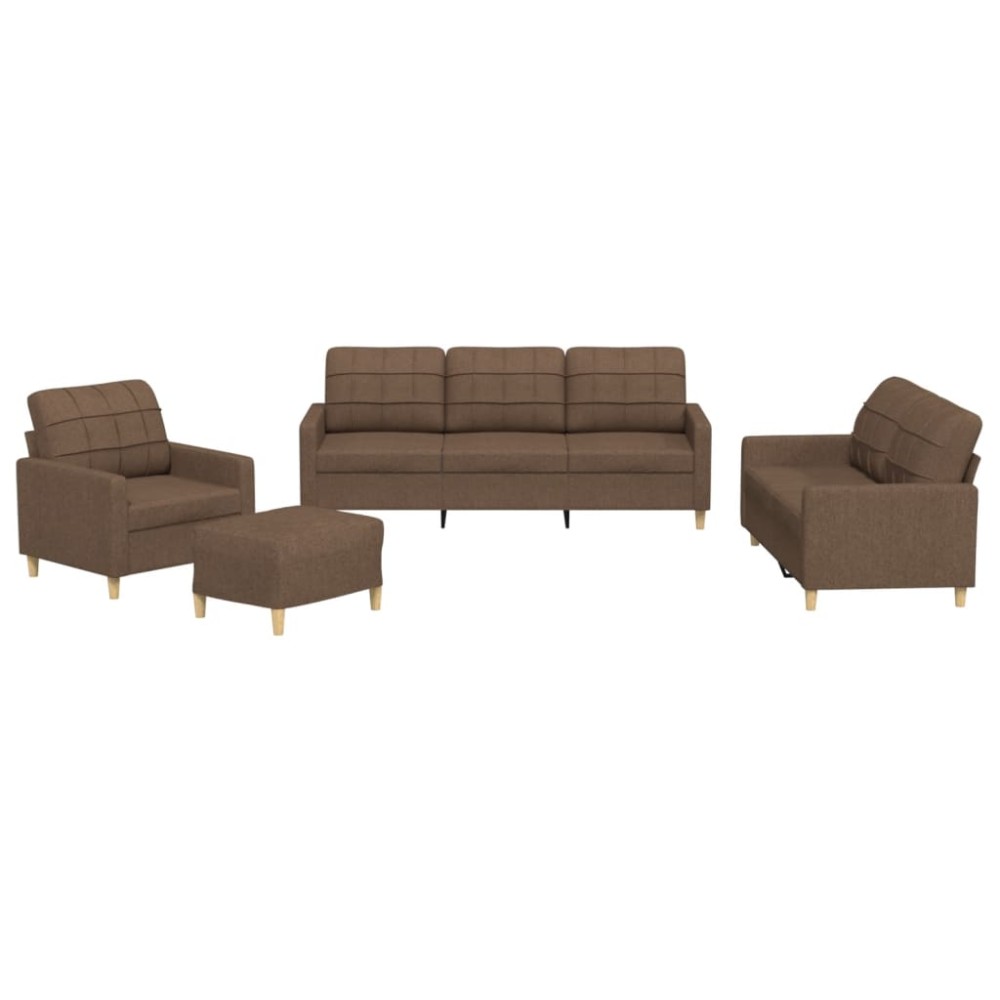 vidaXL Set de canapele cu perne, 4 piese, maro, textil