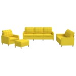 vidaXL Set de canapele cu perne, 4 piese, galben deschis, textil vidaXL Set de canapele cu perne, 4 piese, galben deschis, textil