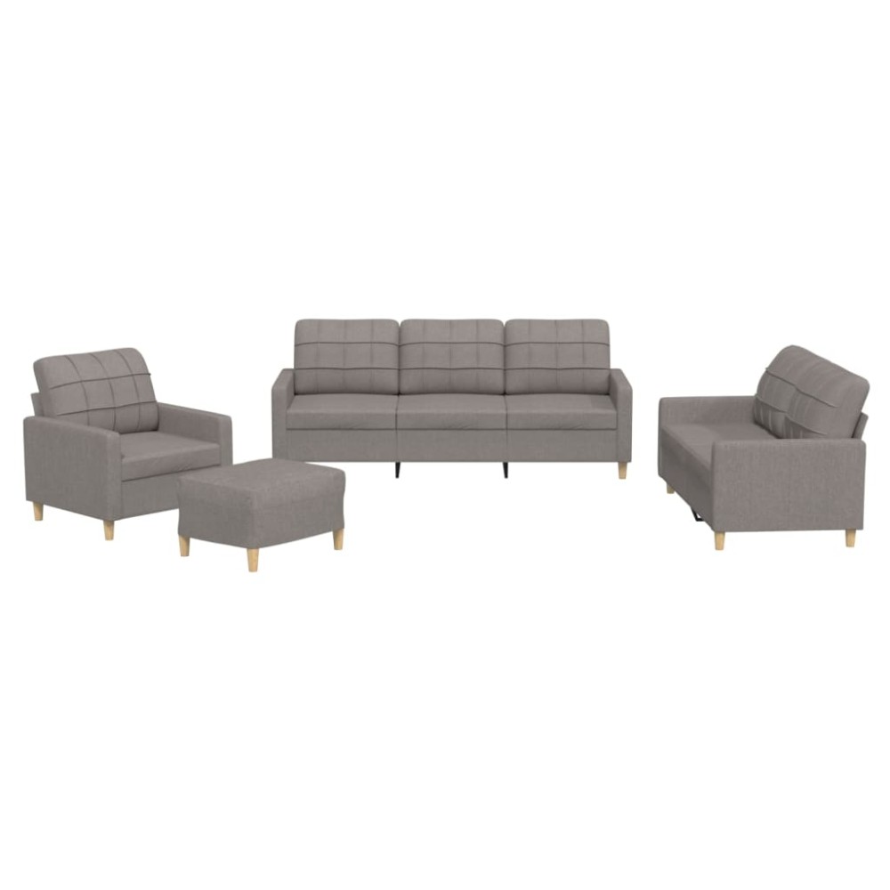 vidaXL Set de canapea cu perne, 4 piese, gri taupe, material textil