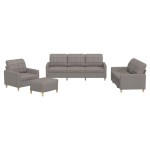 vidaXL Set de canapea cu perne, 4 piese, gri taupe, material textil vidaXL Set de canapea cu perne, 4 piese, gri taupe, material textil