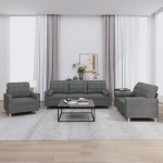 vidaXL Set de canapele cu perne, 3 piese, gri închis, textil vidaXL Set de canapele cu perne, 3 piese, gri închis, textil