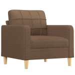 vidaXL Set de canapele cu perne, 3 piese, maro, textil vidaXL Set de canapele cu perne, 3 piese, maro, textil