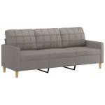 vidaXL Set de canapele cu perne, 3 piese, gri taupe, textil
