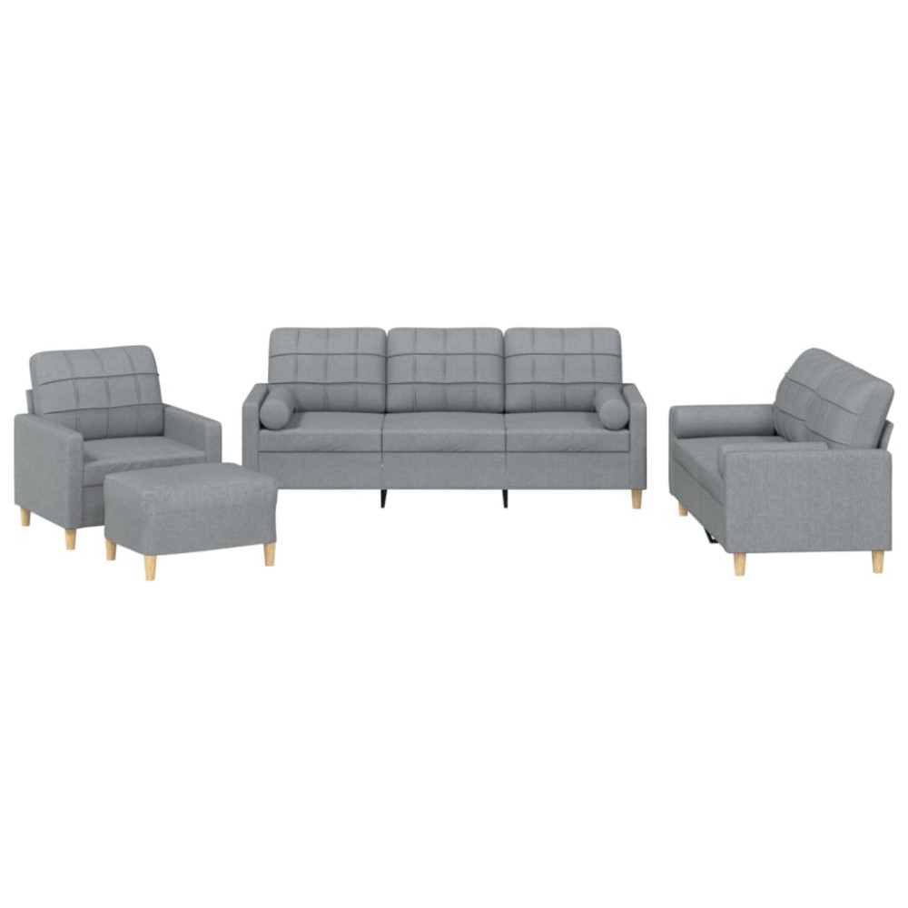 vidaXL Set de canapele cu perne, 4 piese, gri deschis, material textil