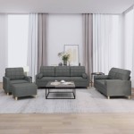 vidaXL Set de canapele cu perne, 4 piese, gri închis, material textil vidaXL Set de canapele cu perne, 4 piese, gri închis, material textil