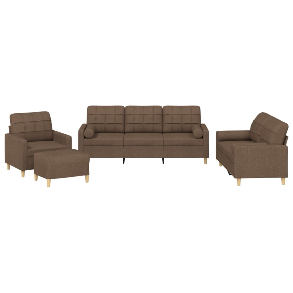 vidaXL Set de canapele cu perne, 4 piese, maro, textil