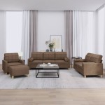 vidaXL Set de canapele cu perne, 4 piese, maro, textil