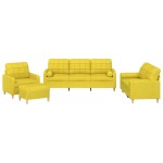 vidaXL Set de canapele cu perne, 4 piese, galben deschis, textil vidaXL Set de canapele cu perne, 4 piese, galben deschis, textil