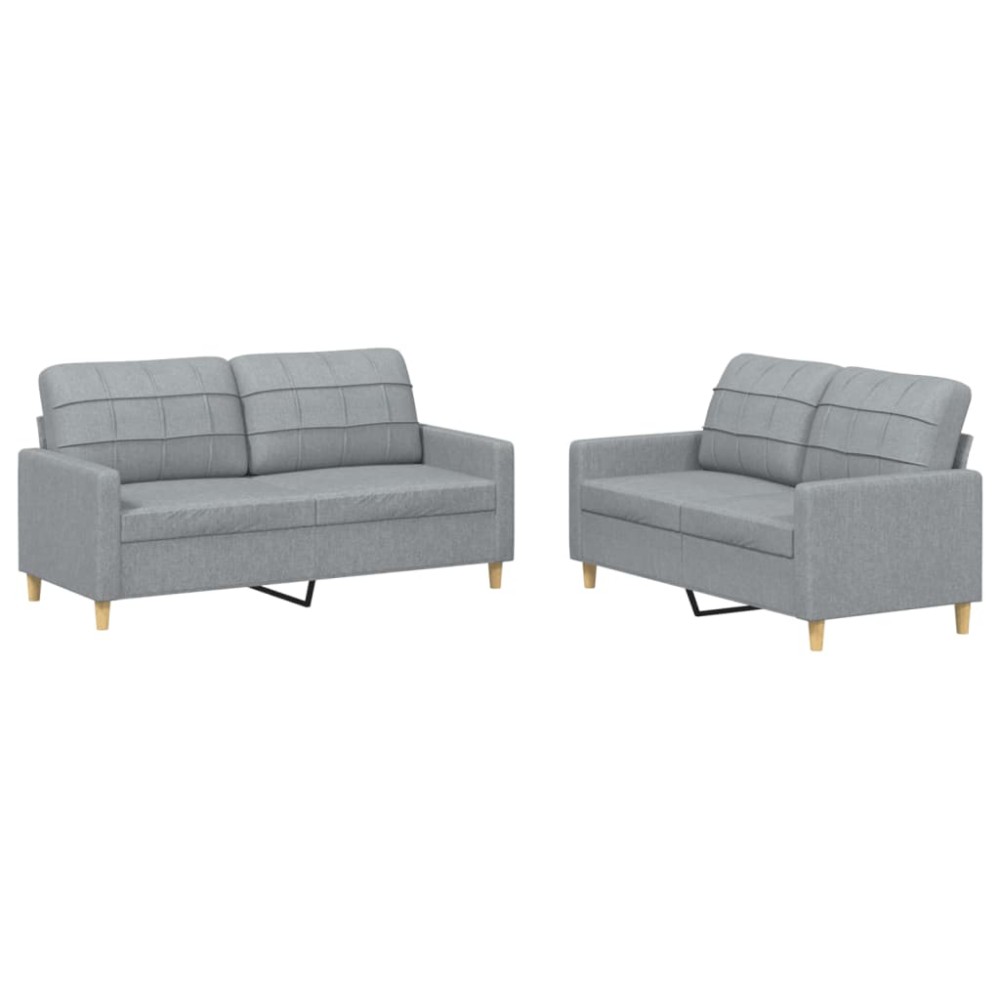 vidaXL Set de canapele cu perne, 2 piese, gri deschis, textil