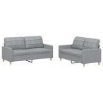 vidaXL Set de canapele cu perne, 2 piese, gri deschis, textil