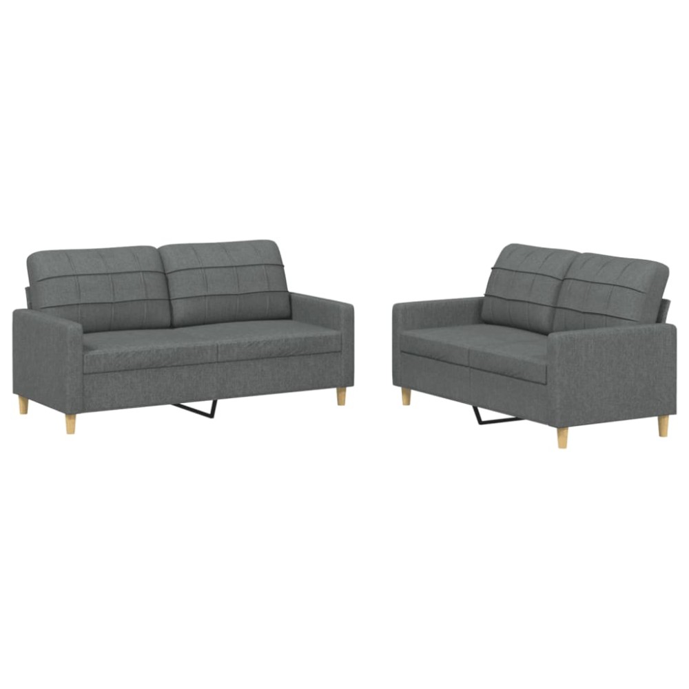 vidaXL Set de canapele cu perne, 2 piese, gri închis, textil