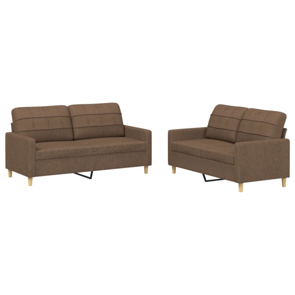 vidaXL Set de canapele cu perne, 2 piese, maro, textil