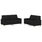 vidaXL Set de canapele cu perne, 2 piese, negru, textil