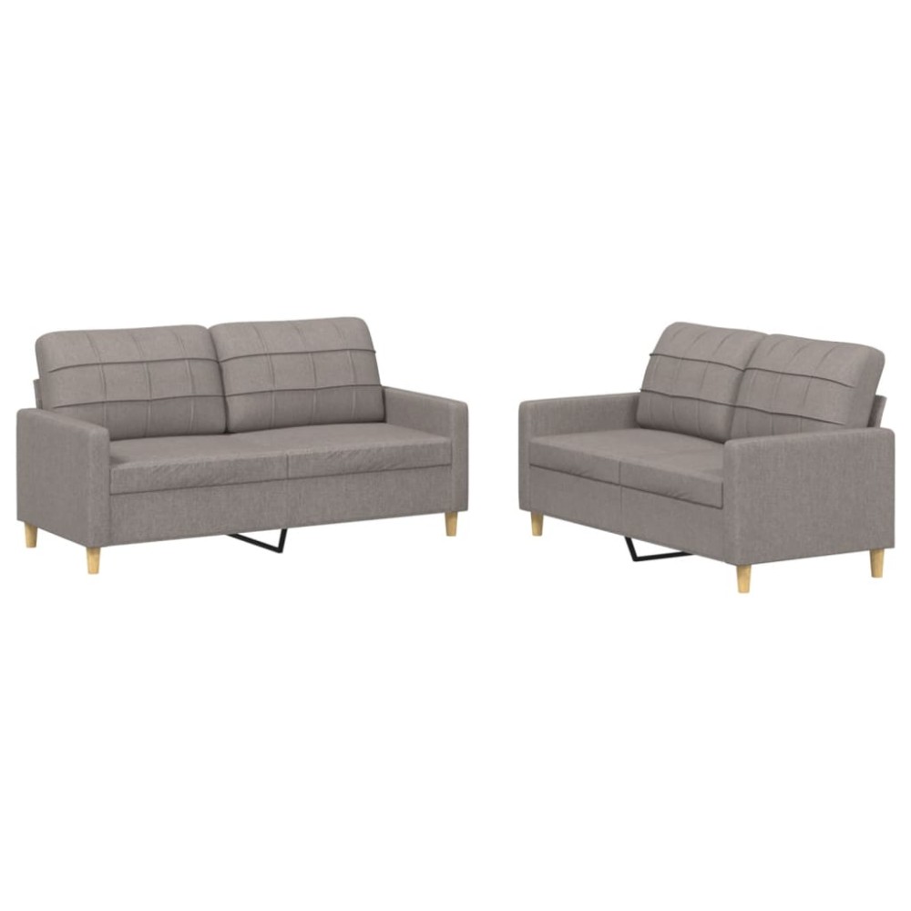vidaXL Set de canapea cu perne, 2 piese, gri taupe, material textil