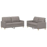 vidaXL Set de canapea cu perne, 2 piese, gri taupe, material textil vidaXL Set de canapea cu perne, 2 piese, gri taupe, material textil