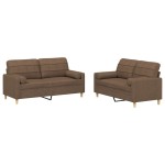 vidaXL Set de canapele cu perne, 2 piese, maro, textil