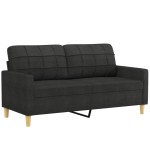 vidaXL Set de canapele cu perne, 2 piese, negru, material textil