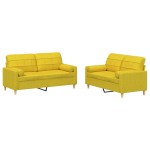 vidaXL Set de canapele cu perne, 2 piese, galben deschis, textil
