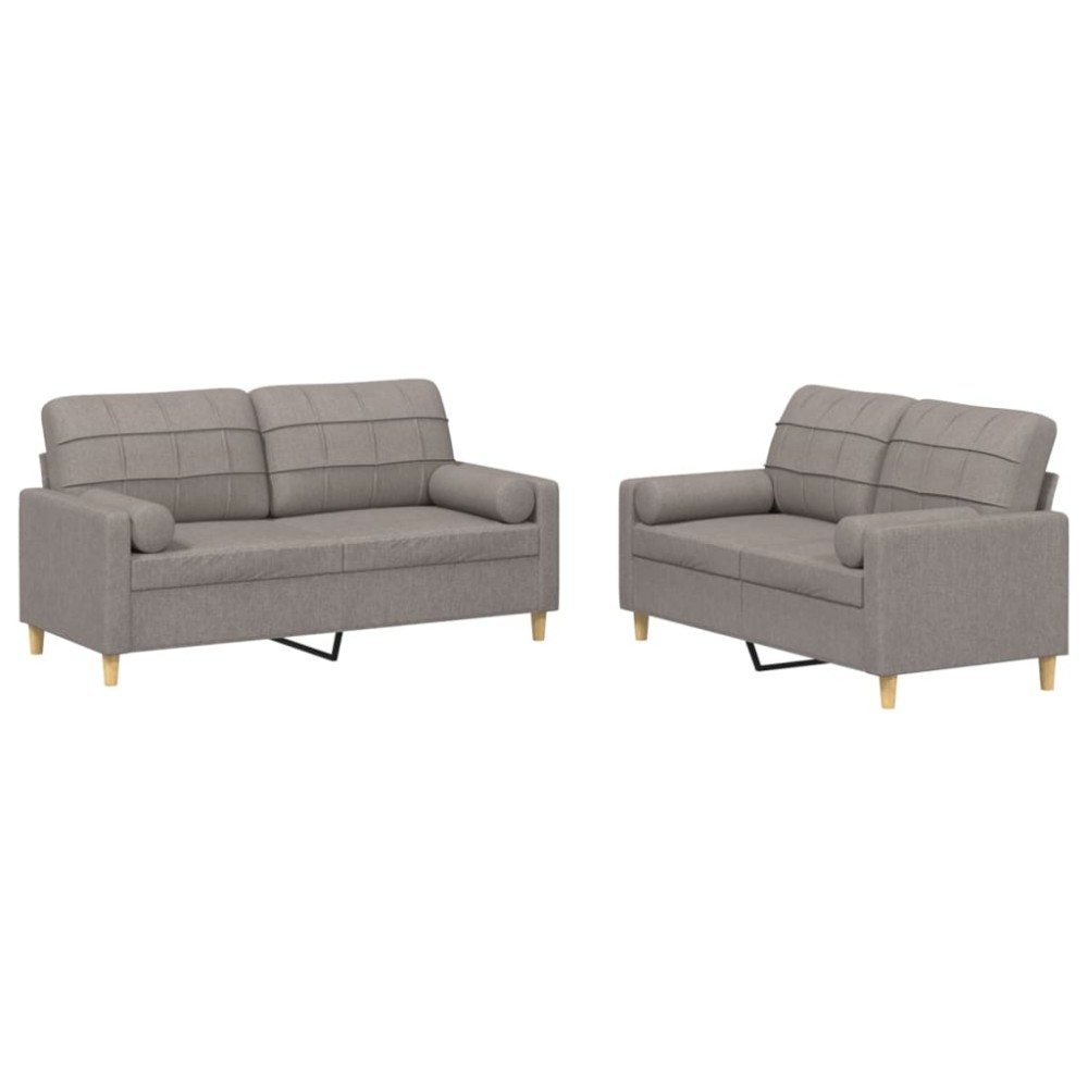 vidaXL Set de canapele cu perne, 2 piese, gri taupe, textil
