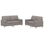 vidaXL Set de canapele cu perne, 2 piese, gri taupe, textil