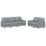 vidaXL Set de canapele cu perne, 2 piese, gri deschis, textil vidaXL Set de canapele cu perne, 2 piese, gri deschis, textil