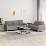 vidaXL Set de canapea cu perne, 2 piese, gri taupe, material textil vidaXL Set de canapea cu perne, 2 piese, gri taupe, material textil