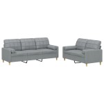vidaXL Set de canapele cu perne, 2 piese, gri deschis, material textil
