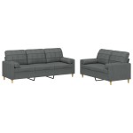 vidaXL Set de canapele cu perne, 2 piese, gri închis, material textil vidaXL Set de canapele cu perne, 2 piese, gri închis, material textil