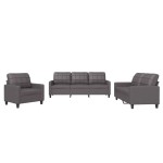 vidaXL Set de canapele cu perne, 3 piese, gri, piele ecologică vidaXL Set de canapele cu perne, 3 piese, gri, piele ecologică