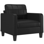 vidaXL Set de canapele cu perne, 4 piese, negru, piele ecologică vidaXL Set de canapele cu perne, 4 piese, negru, piele ecologică