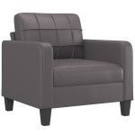 vidaXL Set de canapele cu perne, 4 piese, gri, piele ecologică