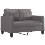 vidaXL Set de canapele cu perne, 4 piese, gri, piele ecologică