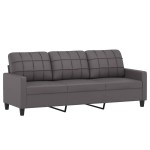 vidaXL Set de canapele cu perne, 4 piese, gri, piele ecologică