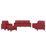 vidaXL Set de canapele cu perne, 4 piese, roșu vin, piele ecologică vidaXL Set de canapele cu perne, 4 piese, roșu vin, piele ecologică