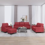vidaXL Set de canapele cu perne, 4 piese, roșu vin, piele ecologică vidaXL Set de canapele cu perne, 4 piese, roșu vin, piele ecologică
