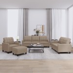 vidaXL Set de canapele cu perne, 4 piese, cappuccino, piele ecologică vidaXL Set de canapele cu perne, 4 piese, cappuccino, piele ecologică