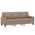 vidaXL Set de canapele cu perne, 4 piese, cappuccino, piele ecologică vidaXL Set de canapele cu perne, 4 piese, cappuccino, piele ecologică